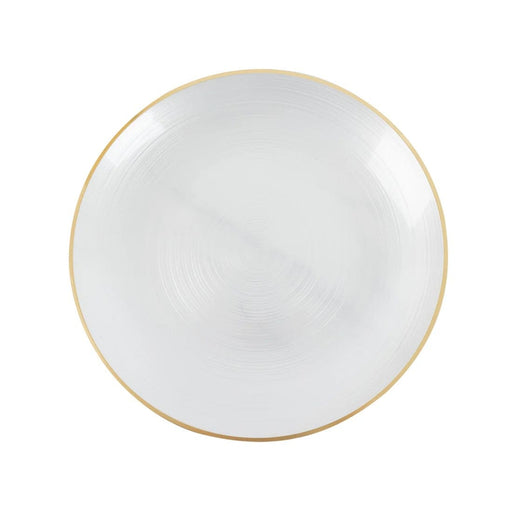 20 Round 13" Transparent Plastic Charger Plates Swirl Design with Gold Rim CHRG_PLSTLW0018_BR_WHGD_PK20