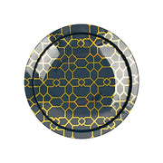 20 Round Plastic Salad and Dinner Plates with Gold Geometric Design - Disposable Tableware DSP_PLR0015_SET_NVGD