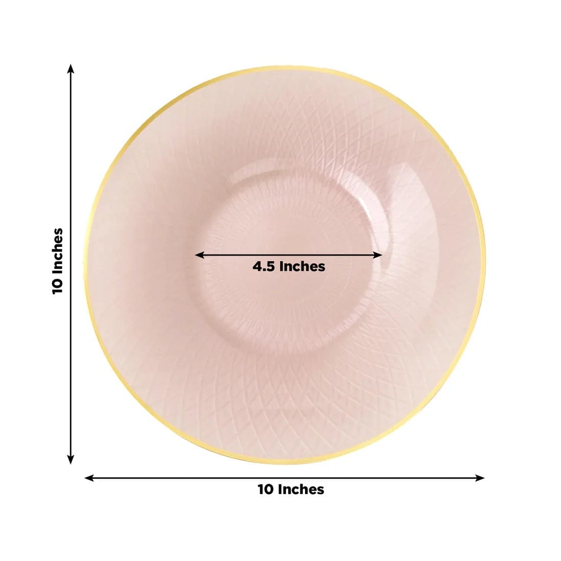 20 Round Plastic Salad Dinner Plates with Diamond Cut Pattern and Gold Rim
