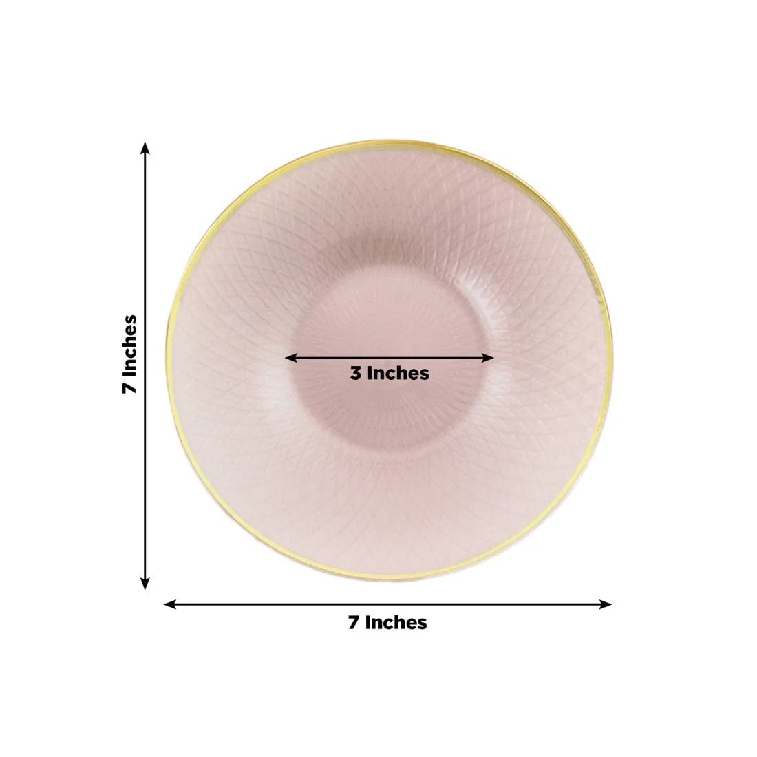 20 Round Plastic Salad Dinner Plates with Diamond Cut Pattern and Gold Rim