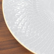 20 Round Plastic Salad Dinner Plates with Diamond Cut Pattern and Gold Rim