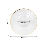 20 Round Plastic Salad Dinner Plates with Diamond Cut Pattern and Gold Rim