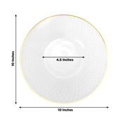 20 Round Plastic Salad Dinner Plates with Diamond Cut Pattern and Gold Rim
