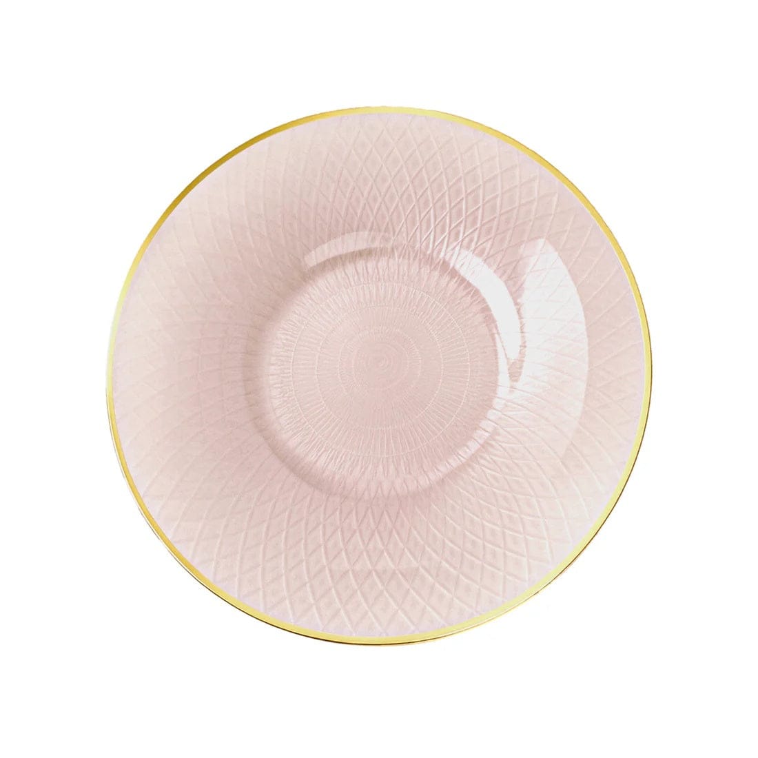 20 Round Plastic Salad Dinner Plates with Diamond Cut Pattern and Gold Rim DSP_PLR0036_10_PR046GD_PK20