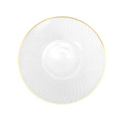 20 Round Plastic Salad Dinner Plates with Diamond Cut Pattern and Gold Rim DSP_PLR0036_10_PRWHGD_PK20