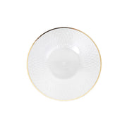 20 Round Plastic Salad Dinner Plates with Diamond Cut Pattern and Gold Rim DSP_PLR0036_7_PRWHGD_PK20
