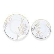 20 Round Plastic Salad Dinner Plates with Gold Floral Design - Disposable Tableware DSP_PLR0020_SET_CLGD