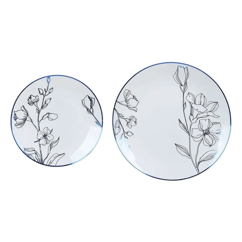 20 Round Plastic Salad Dinner Plates with Gold Floral Design - Disposable Tableware DSP_PLR0020_SET_WHBL