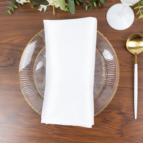 20 Round Plastic Salad Dinner Plates with Ribbed Pattern and Gold Rim - Clear