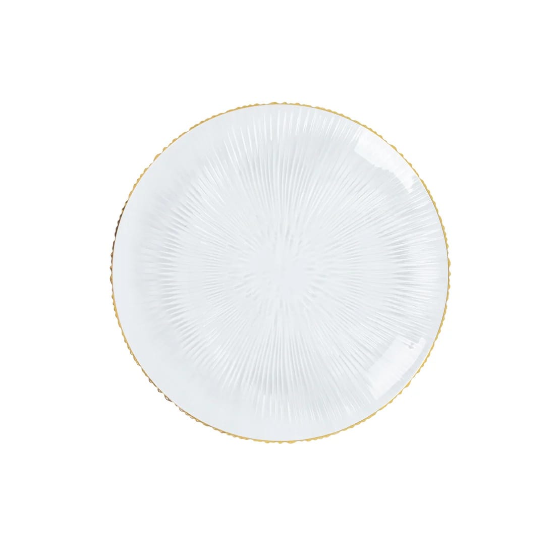 20 Round Plastic Salad Dinner Plates with Ribbed Pattern and Gold Rim - Clear DSP_PLR0037_7_CLGD_PK20