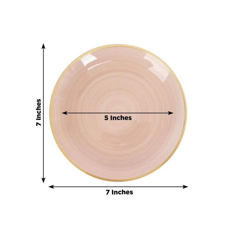 20 Round Salad Dinner Plastic Plates with Gold Rim