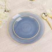 20 Round Salad Dinner Plastic Plates with Gold Rim