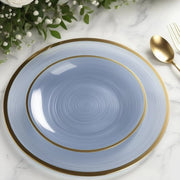 20 Round Salad Dinner Plastic Plates with Gold Rim