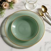 20 Round Salad Dinner Plastic Plates with Gold Rim