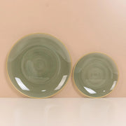 20 Round Salad Dinner Plastic Plates with Gold Rim
