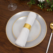 20 Round Salad Dinner Plastic Plates with Gold Rim