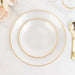20 Round Salad Dinner Plastic Plates with Gold Rim