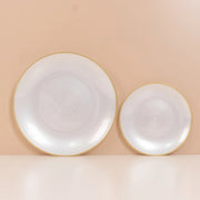 20 Round Salad Dinner Plastic Plates with Gold Rim