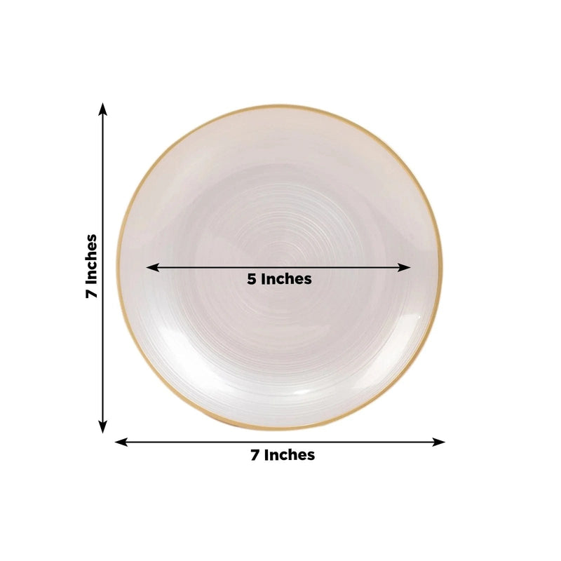 20 Round Salad Dinner Plastic Plates with Gold Rim