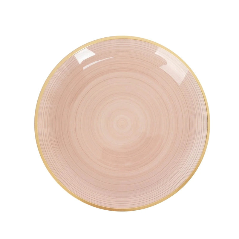 20 Round Salad Dinner Plastic Plates with Gold Rim DSP_PLR0018_BR_7_080GD_PK20
