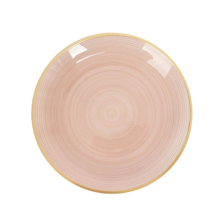 20 Round Salad Dinner Plastic Plates with Gold Rim DSP_PLR0018_BR_7_080GD_PK20