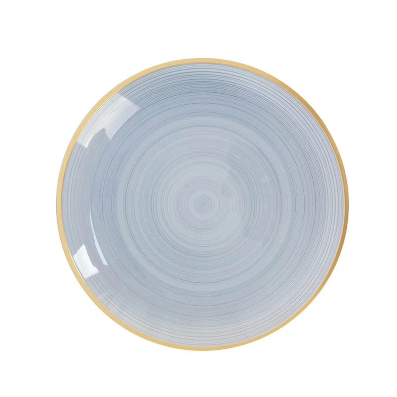 20 Round Salad Dinner Plastic Plates with Gold Rim DSP_PLR0018_BR_7_086GD_PK20