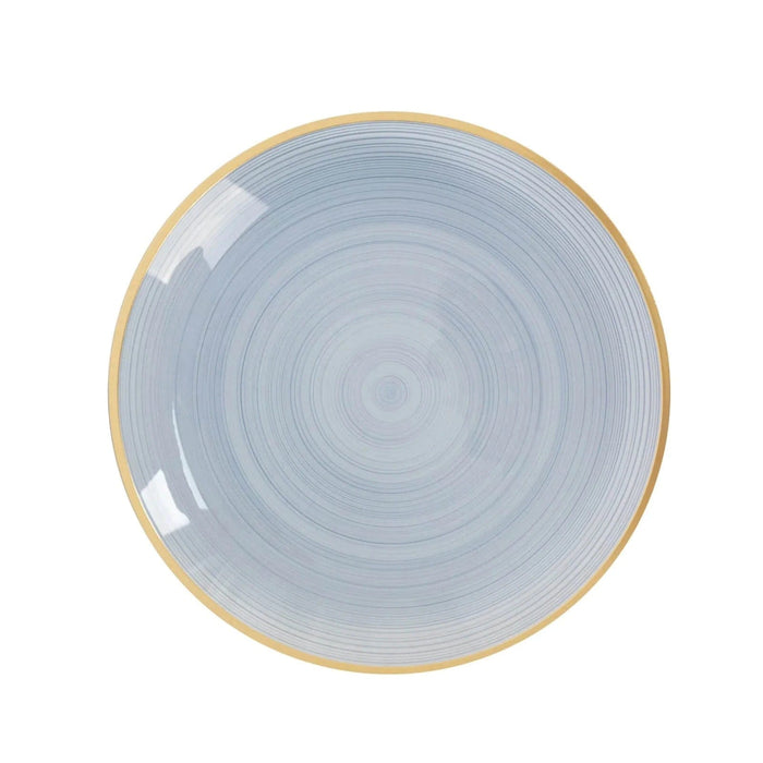 20 Round Salad Dinner Plastic Plates with Gold Rim DSP_PLR0018_BR_7_086GD_PK20
