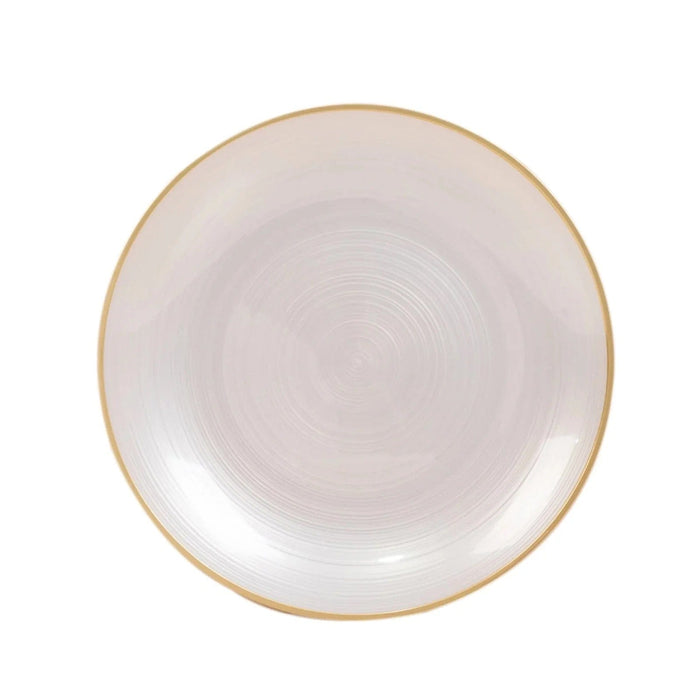 20 Round Salad Dinner Plastic Plates with Gold Rim DSP_PLR0018_BR_7_WHGD_PK20