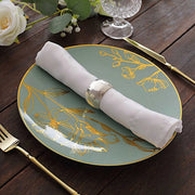 20 Round White Plastic Salad and Dinner Plates with Gold Floral Design - Disposable Tableware