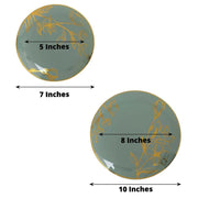 20 Round White Plastic Salad and Dinner Plates with Gold Floral Design - Disposable Tableware