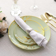20 Round White Plastic Salad and Dinner Plates with Gold Floral Design - Disposable Tableware