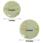 20 Round White Plastic Salad and Dinner Plates with Gold Floral Design - Disposable Tableware