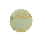 20 Round White Plastic Salad and Dinner Plates with Gold Floral Design - Disposable Tableware