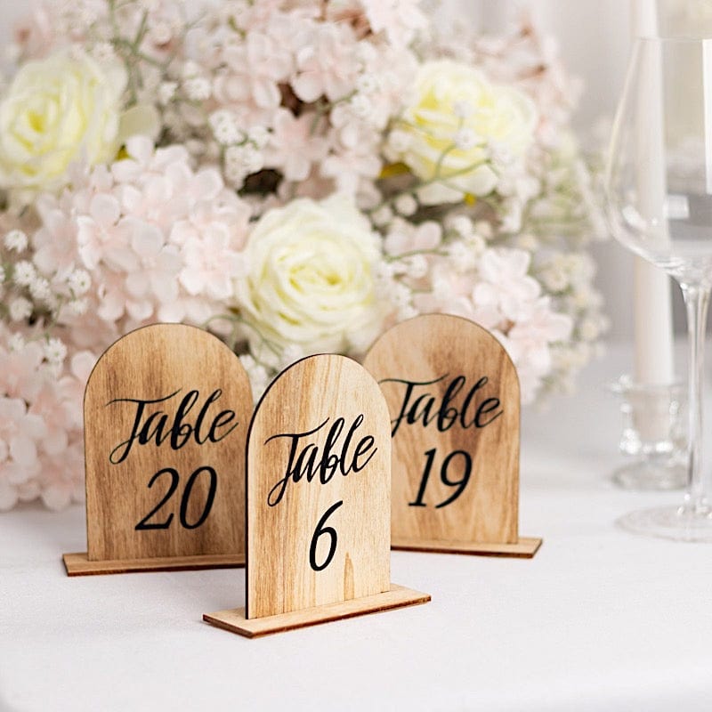 20 Rustic 4.5" Wooden Arch 1-20 Wedding Table Numbers - Natural FAV_BOARD06_SET_NAT