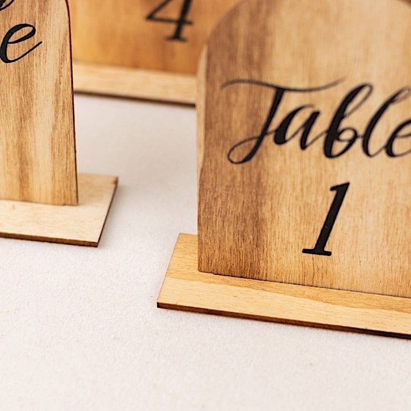 20 Rustic 4.5" Wooden Arch 1-20 Wedding Table Numbers - Natural FAV_BOARD06_SET_NAT