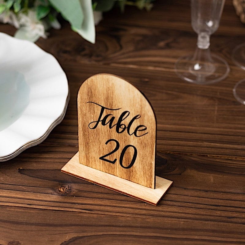 20 Rustic 4.5" Wooden Arch 1-20 Wedding Table Numbers - Natural FAV_BOARD06_SET_NAT