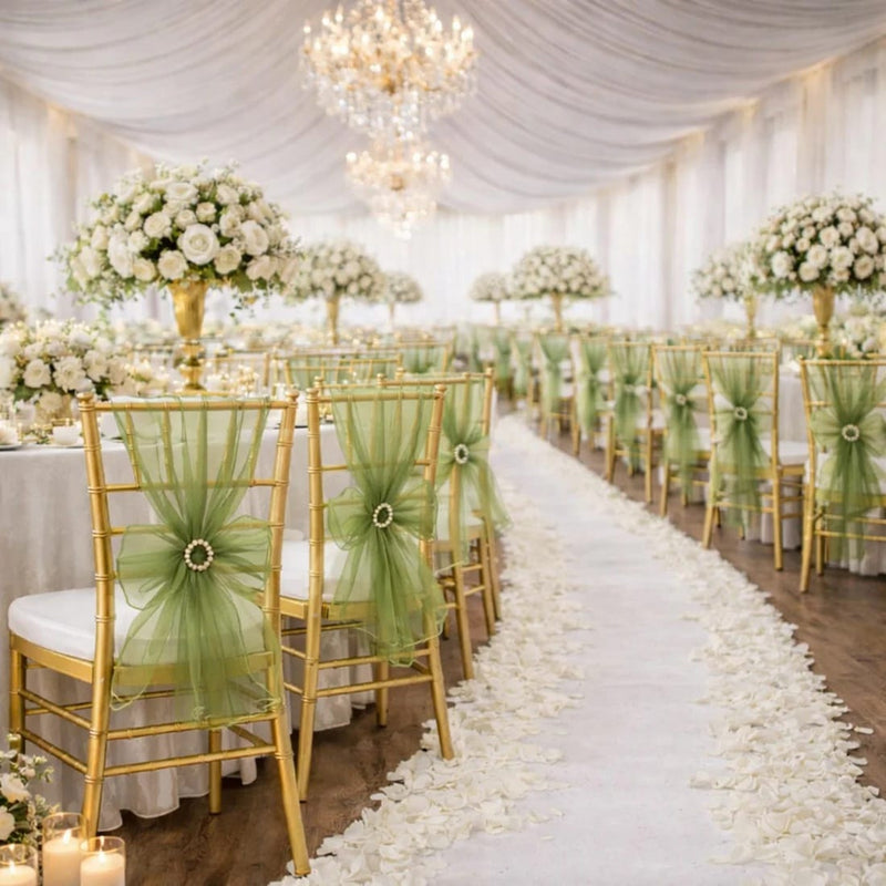 20 Sheer 6" x 108" Organza Chair Sashes