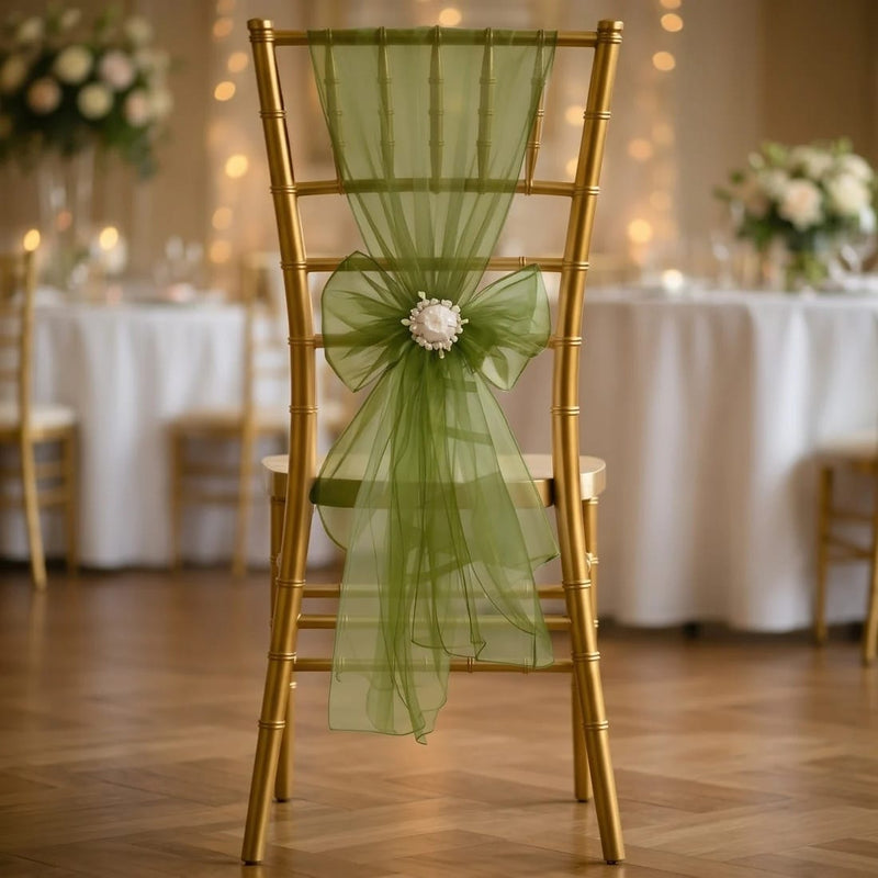 20 Sheer 6" x 108" Organza Chair Sashes