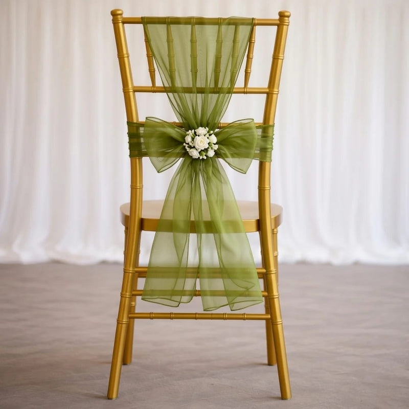 20 Sheer 6" x 108" Organza Chair Sashes