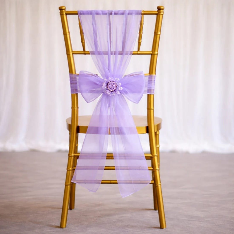 20 Sheer 6" x 108" Organza Chair Sashes