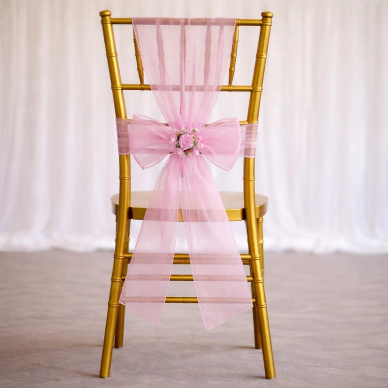 20 Sheer 6" x 108" Organza Chair Sashes