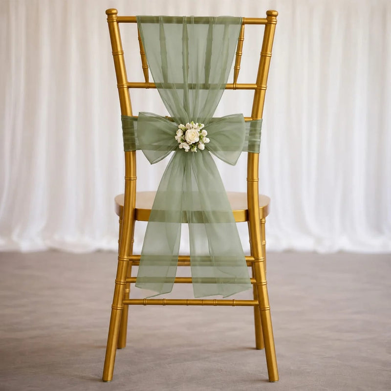 20 Sheer 6" x 108" Organza Chair Sashes