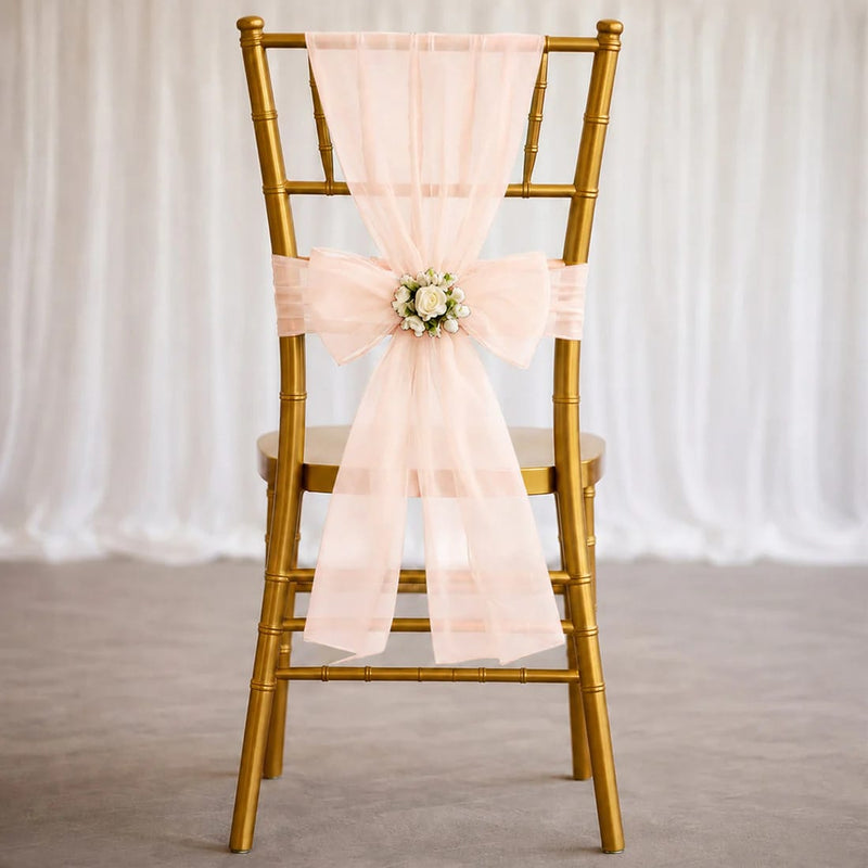 20 Sheer 6" x 108" Organza Chair Sashes