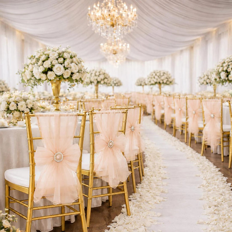 20 Sheer 6" x 108" Organza Chair Sashes