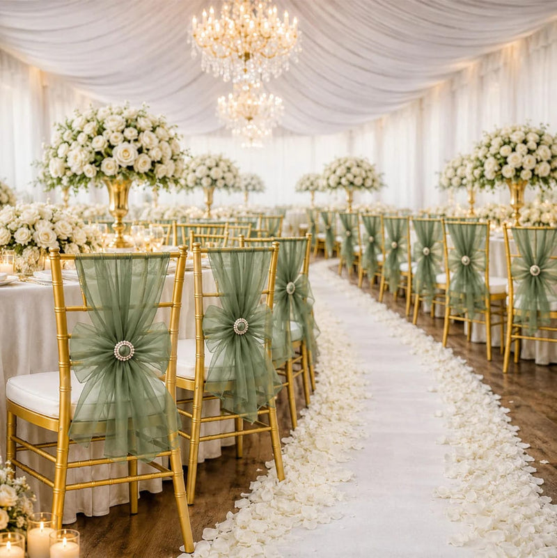 20 Sheer 6" x 108" Organza Chair Sashes