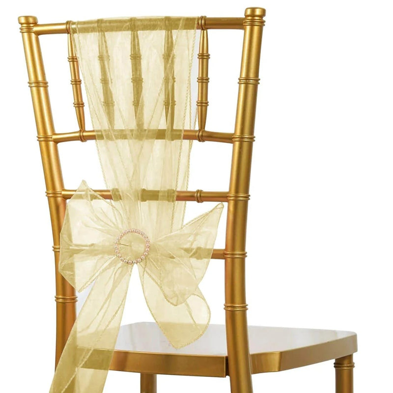 20 Sheer 6" x 108" Organza Chair Sashes SASH_ORGZ_CHMP_PK20