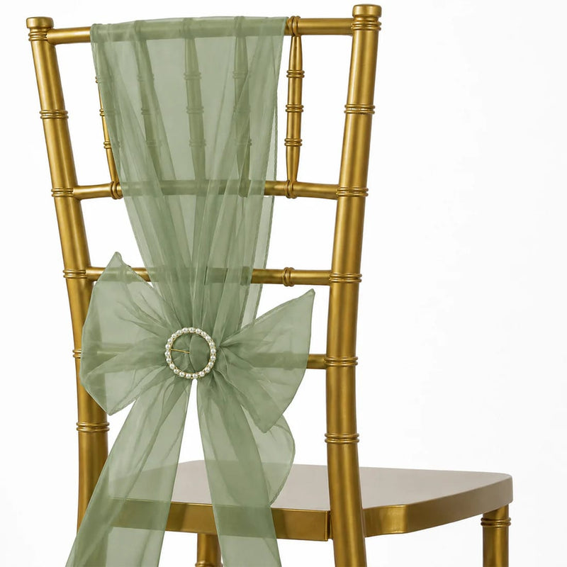 20 Sheer 6" x 108" Organza Chair Sashes SASH_ORGZ_DSG_PK20