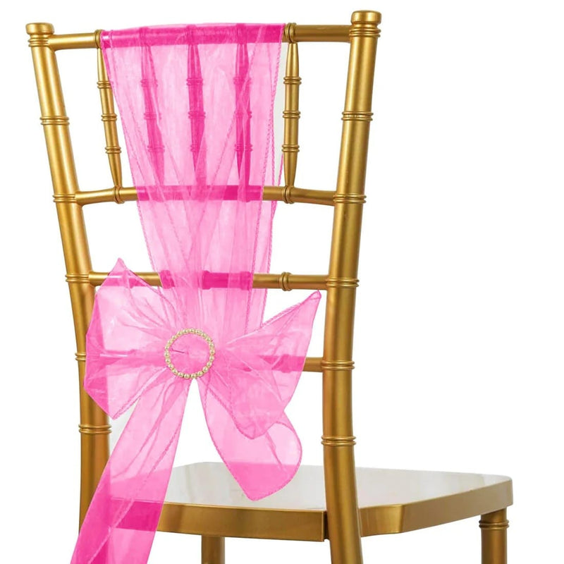 20 Sheer 6" x 108" Organza Chair Sashes SASH_ORGZ_FUSH_PK20