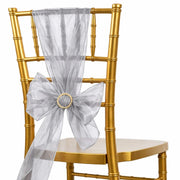 20 Sheer 6" x 108" Organza Chair Sashes SASH_ORGZ_SILV_PK20
