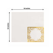 20 Soft Paper Beverage Napkins with Gold Foil Lace Design